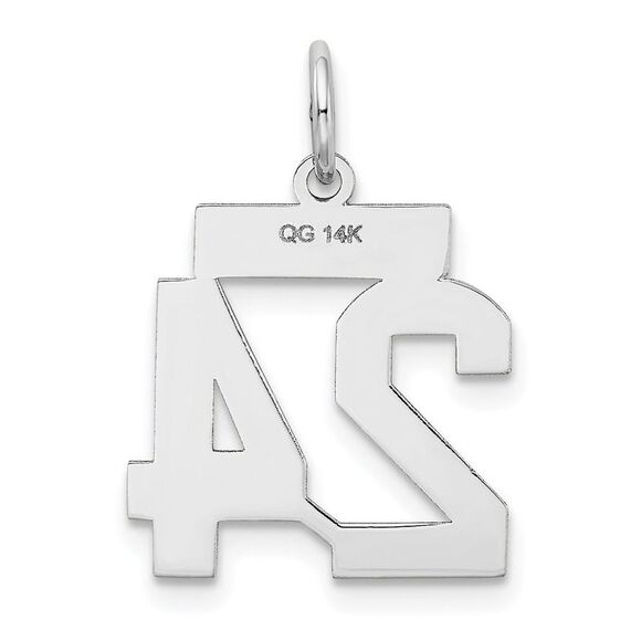 14k White Gold, Jersey Collection, Small Number 24 Pendant - Picture 3 of 5